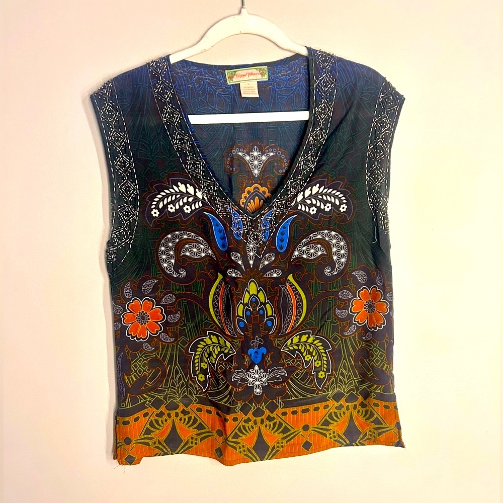 Flying Tomato Sleeveless Blouse with intricate detail and beautiful colors
